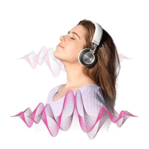 Mulher ouvindo música com fones